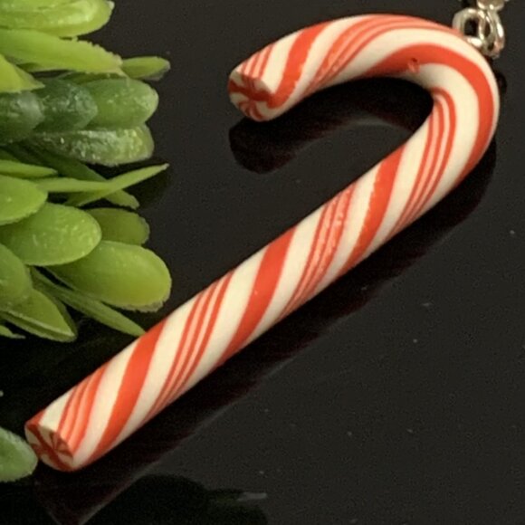 Candy Cane Earring, Funny Food Earring, Christmas Earring, Holiday Earring, Xmas - Picture 1 of 4